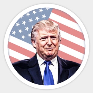 Trump Illustration on American Flag Sticker